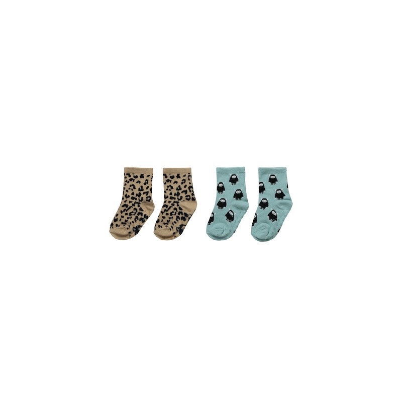 Huxbaby Leopard/Monster 2PK Socks