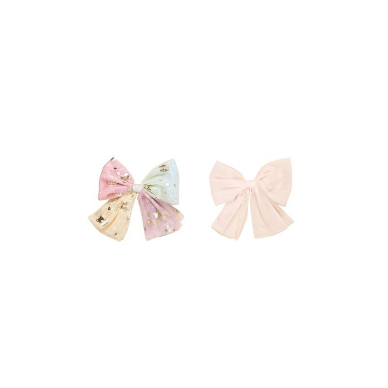 Huxbaby Rainbow Angel Bear/Rose 2PK Hair Bow