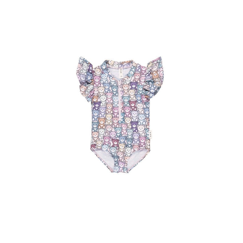 Huxbaby Rainbow Bear Frill Zip Swimsuit