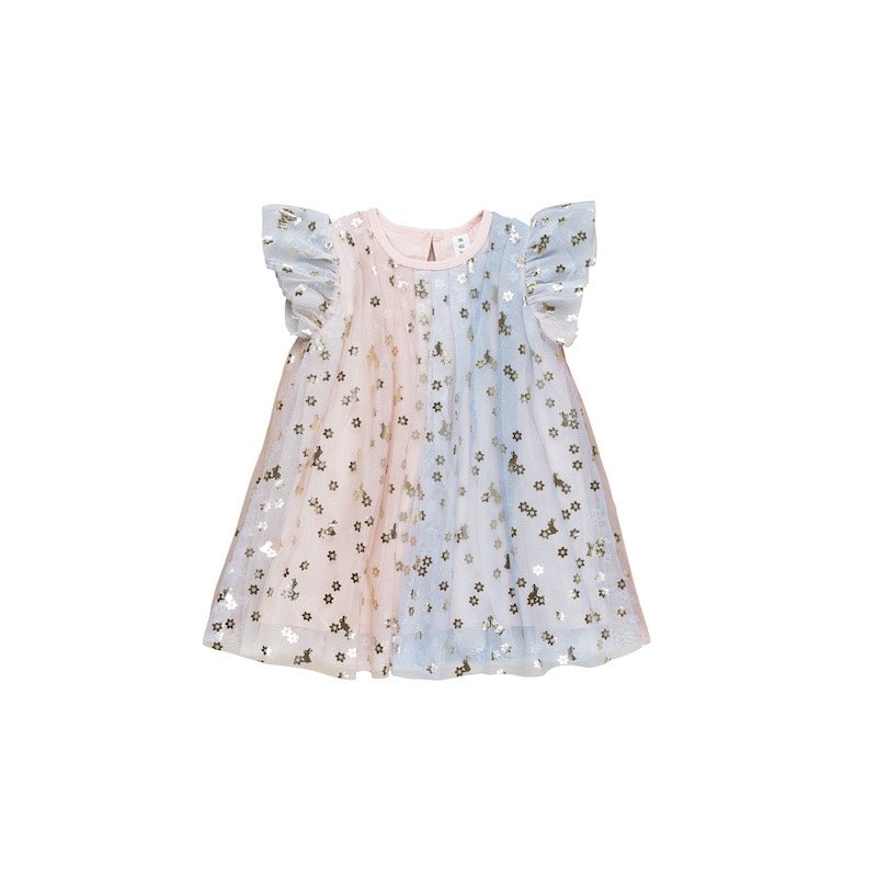 Huxbaby Rainbow Bunnies Flutter Sleeve Dress