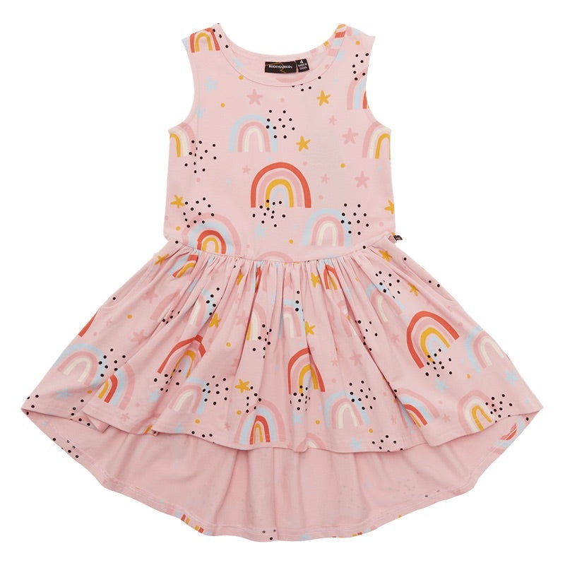 Rock Your Kid Sunshine And Rainbows Drop Waist Dress