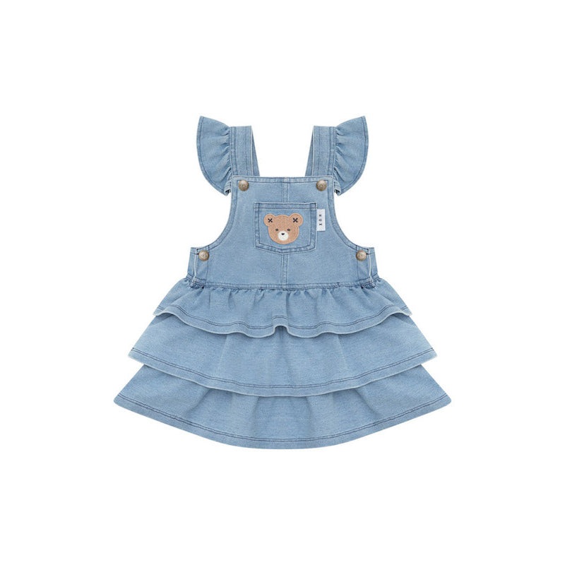 Huxbaby Huxbear Knit Denim Frill Pinafore