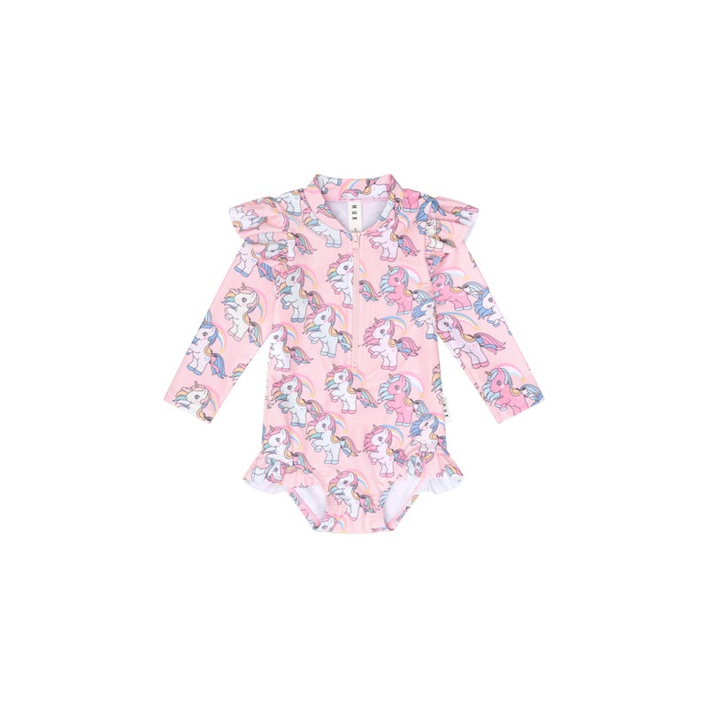 Huxbaby Rainbow Unicorn Zip Swimsuit