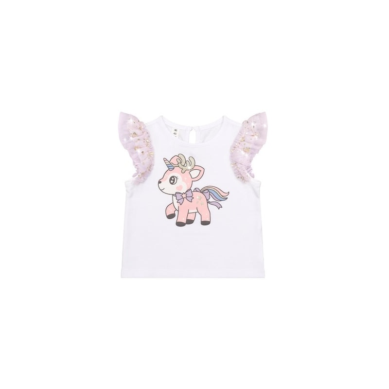 Huxbaby Reindeer Tulle Sleeve T-Shirt