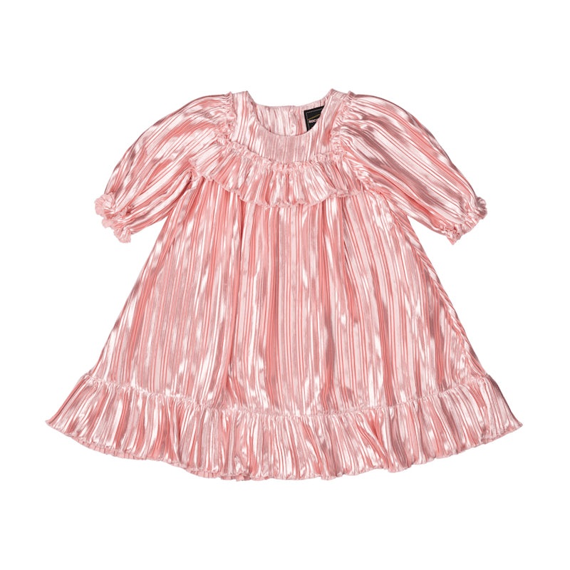 Rock Your Kid Pink Pleated Metallic Dress