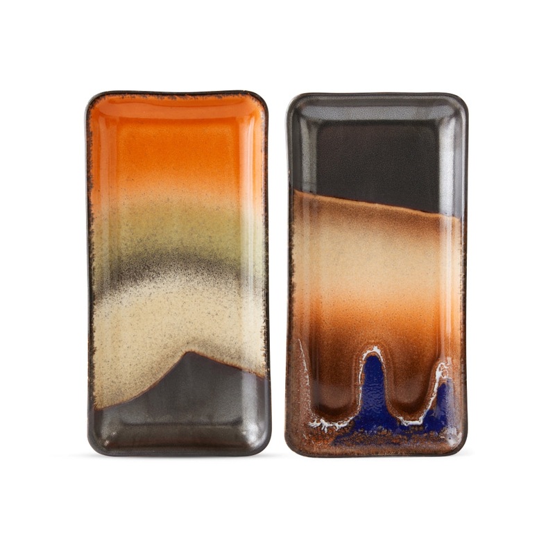 2er Set kleine Tabletts – Twenty Four Hours – 70s Ceramics – HK Living