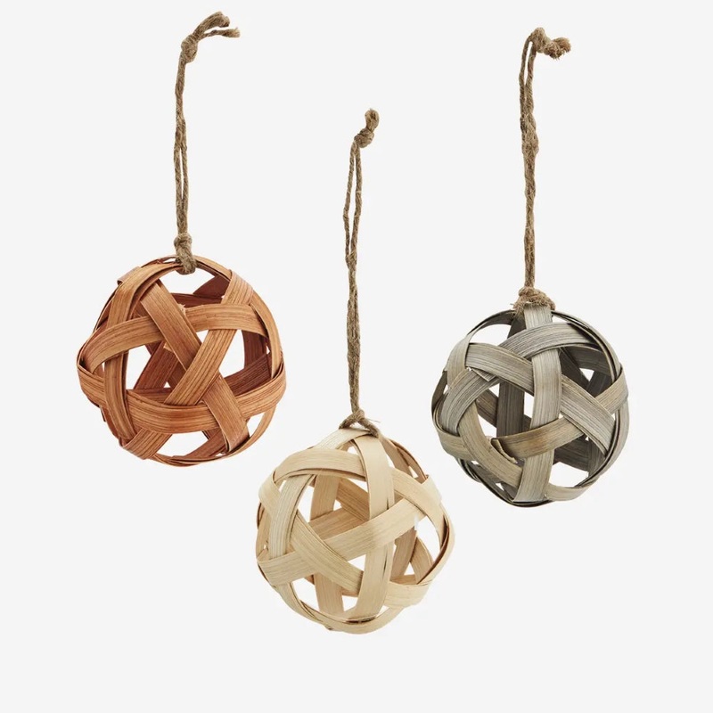 Christbaumkugeln aus Bambus, 3er-Set – Madam Stoltz